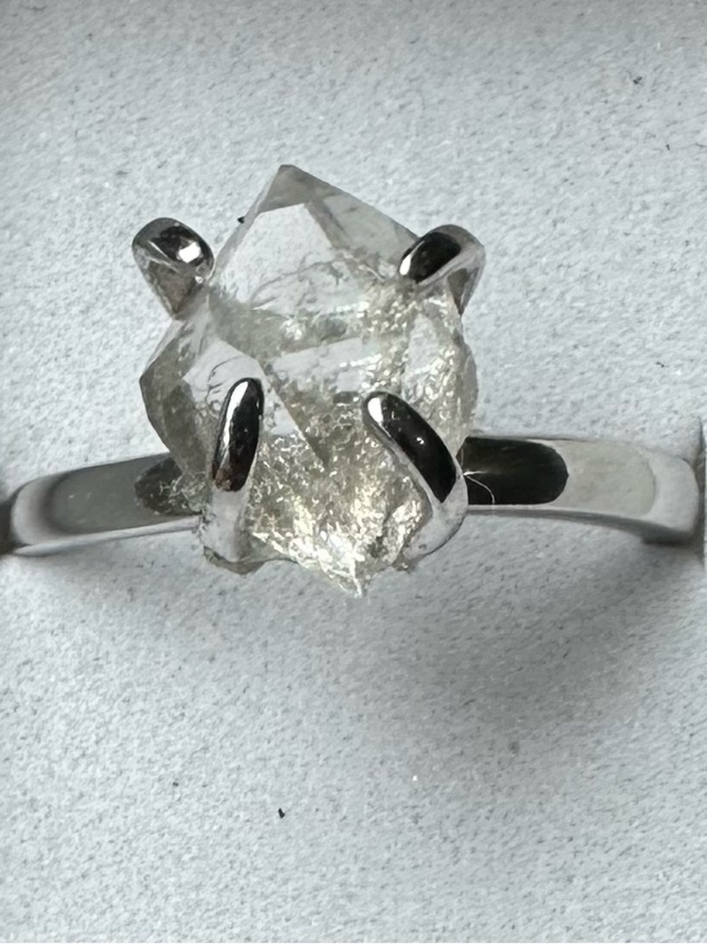 Herkimer Diamond Adjustable Ring • One Size Fits All • 925 Sterling Silver